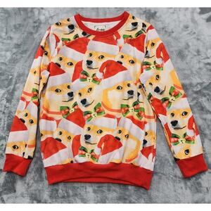 Arvilhill Sweatshirt Mens S Red‎ All Over Christmas Santa DOGE Pullover Funny